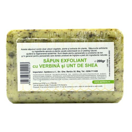 Produse de uz casnic - Sapun Exfoliant cu Verbina si Unt de Shea, 200gr, Apidava