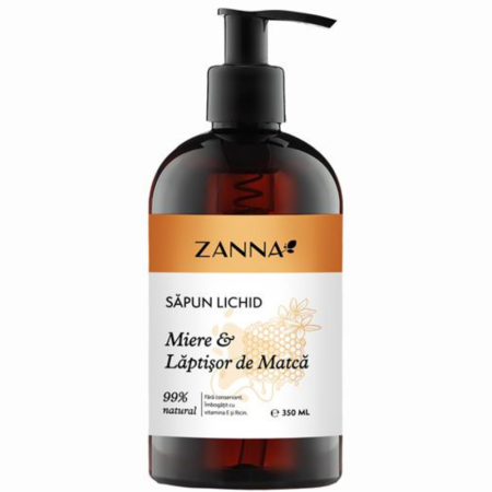 Sapunuri - Sapun lichid cu miere si laptisor de matca, 350ml, Zanna