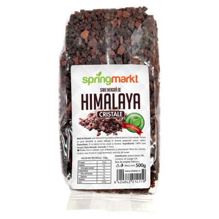 Sare alimentara - Sare neagra de Himalaya cristale, 5-7mm, 500g, springmarkt