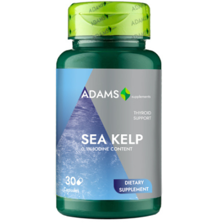 Glanda tiroida - Sea Kelp (Iod natural) 600mg, 30cps, Adams Supplements