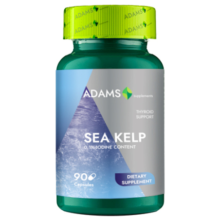 Glanda tiroida - Sea Kelp (Iod natural) 600mg, 90cps, Adams Supplements