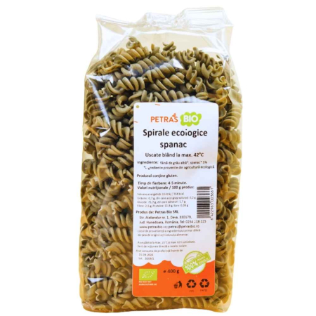 Paste - Spirale cu Spanac, Eco, 400g, Petras