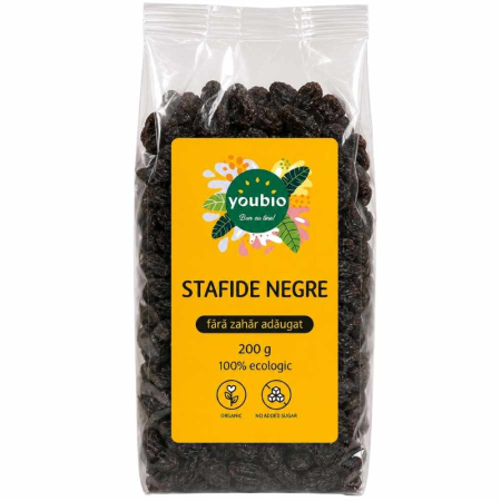 Fructe uscate - Stafide negre, organic, 200g, youbio