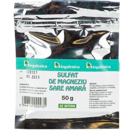 Sulfat de Magneziu, Sare Amara, Uz intern, 50g, Biogalenica [0]