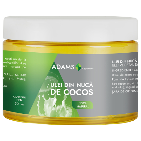 Ulei din nuca de Cocos, uz alimentar, 500ml, Adams Supplements [0]