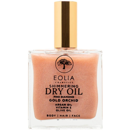 Produse pentru plaja - Ulei organic uscat cu sclipici, Gold Orhid, Pink Diamond, 100ml, Eolia