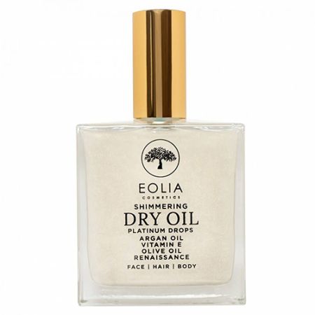 Produse pentru plaja - Ulei organic uscat cu sclipici, Platinum Drops, Renaissance, 100ml, Eolia