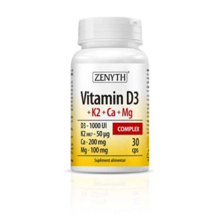 Vitamin D3+K2+Ca+Mg Complex, 30cps, Zenyth [1]