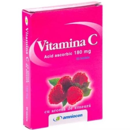 Vitamina C - Vitamina C 180mg Aroma Zmeura 24cpr Amniocen