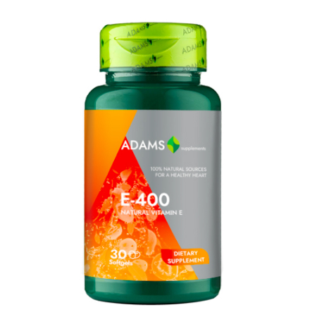 Vitamina E - Vitamina E-400, naturala, 30 sfg, Adams Supplements