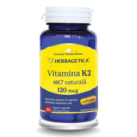 Multivitamine - Vitamina K2 mk7 Naturala 120 Mcg 30cps Herbagetica