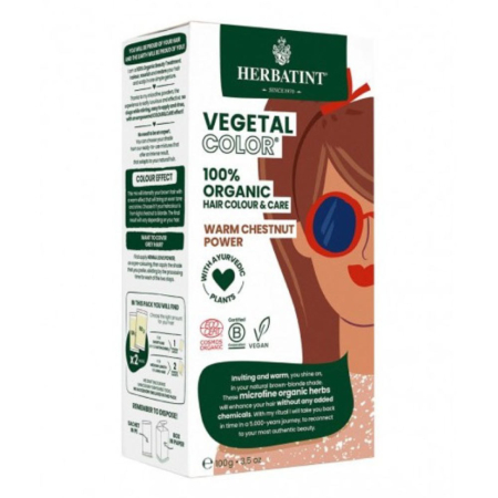 Cosmetice Bio si naturale - Vopsea de par Vegetal Color Warm Chestnut Power, 100g, Herbatint