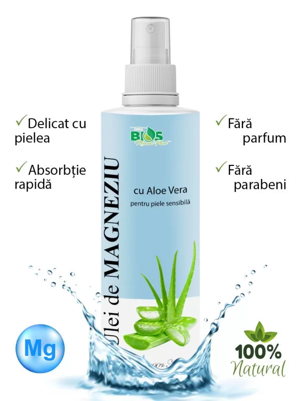 Ulei de Magneziu cu Aloe Vera pentru piele sensibila 200ml, BIOS Mineral Plant [1]
