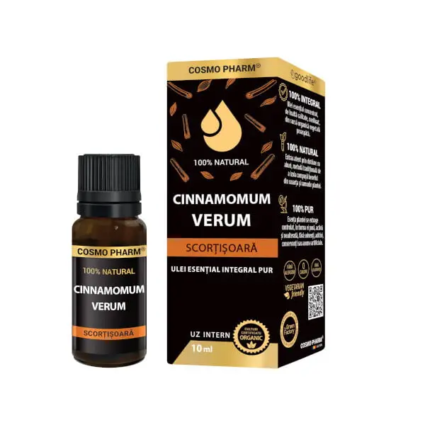 Ulei esential integral pur de Scorțișoară (Cinnamomum verum) 10ml, uz intern, 100% natural, Cosmopharm [1]
