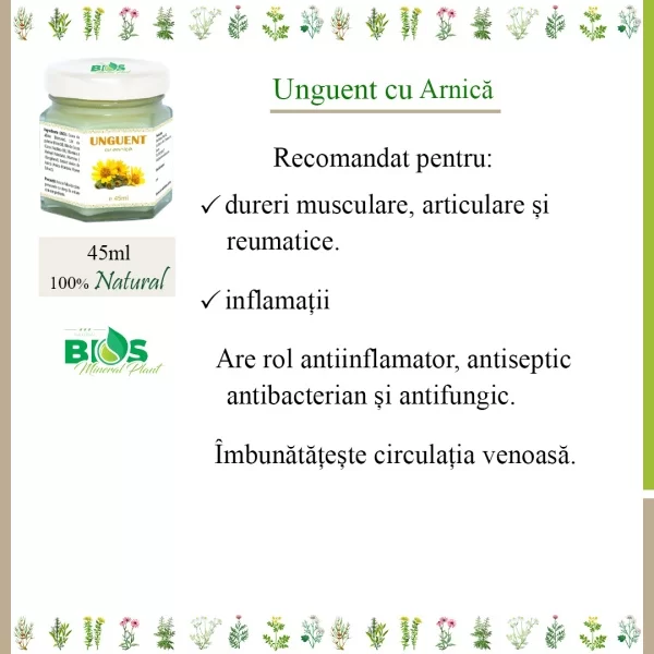 Unguent cu Arnică, 100% natural, 45ml, BIOS Mineral Plant [3]