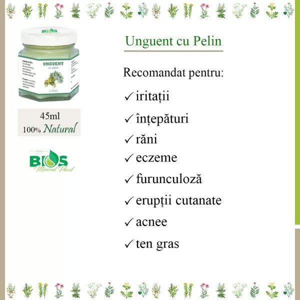 Unguent cu Pelin 100% natural 45 ml, BIOS Mineral Plant [2]