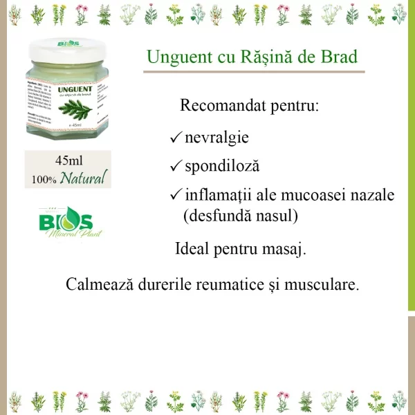 Unguent cu rășină de Brad 100% natural, 45ml, BIOS Mineral Plant [3]