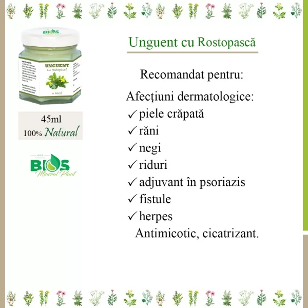 Unguent cu rostopască, 100% natural, 45ml, BIOS Mineral Plant [3]