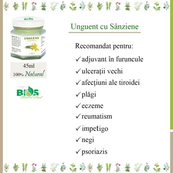 Unguent cu Sânziene, 100% natural, 45ml, BIOS Mineral Plant [3]