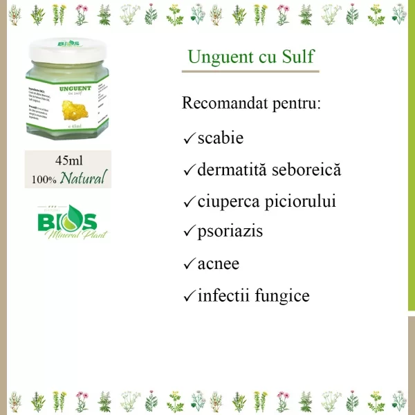 Unguent cu Sulf, 100% natural, 45ml, BIOS Mineral Plant [3]