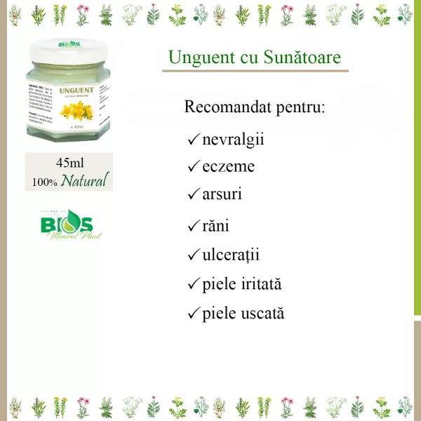 Unguent cu sunătoare 100% natural, 45ml, BIOS Mineral Plant [3]