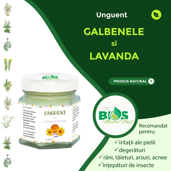 Unguent cu gălbenele si lavandă, 100% natural, 45ml, BIOS Mineral Plant [2]