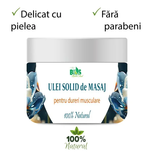 BIOS Mineral Plant - Ulei solid de masaj pentru dureri musculare, 100% natural, 150ml, BIOS Mineral Plant