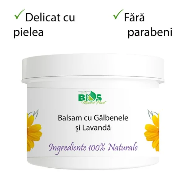 BIOS Mineral Plant - Balsam cu galbenele si lavanda 100% natural, reparator, calmant, protector, 150ml, BIOS Mineral Plant