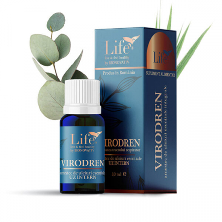 Sistem respirator - Virodren, combinatie de uleiuri esentiale integrale 10ml uz intern, Bionovativ