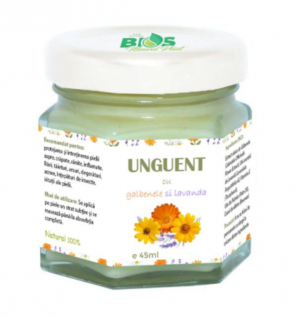 BIOS Mineral Plant - Unguent cu gălbenele si lavandă, 100% natural, 45ml, BIOS Mineral Plant