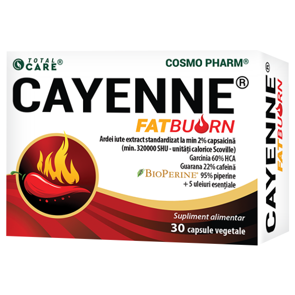 Digestie sănătoasă - Cayenne Fat Burn 30 capsule, CosmoPharm