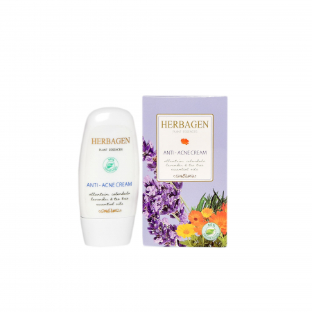 Cosmetice și frumusețe - Cremă antiacnee cu alantoină, ulei de gălbenele și lavandă, 50g, Herbagen