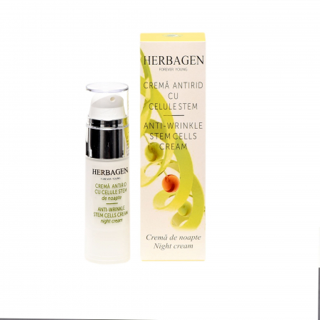 Cosmetice și frumusețe - Cremă de noapte antirid cu celule stem, 30g, Herbagen