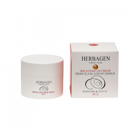 Herbagen - Cremă de zi cu extract de melc SPF15, 50g, Herbagen