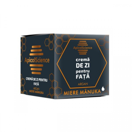 Cosmetice și frumusețe - Cremă de Zi pentru față cu miere de Manuka și Argan 50ml, ApicolScience