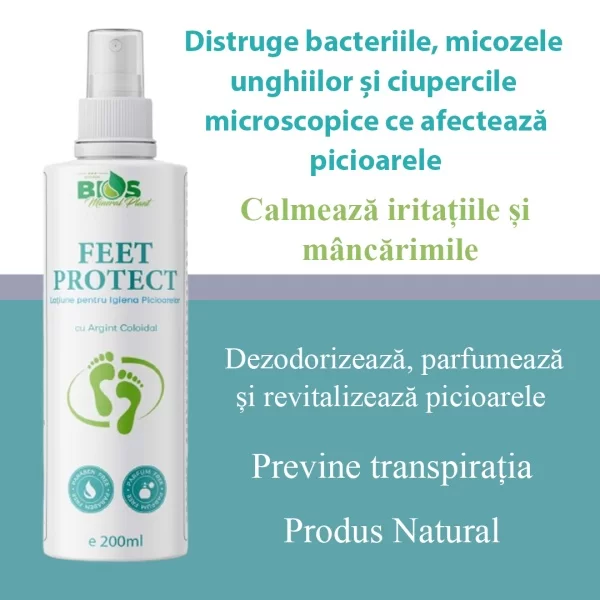 Uleiuri si solutii uz extern, aromoterapie - Feet Protect - lotiune pentru igiena picioarelor 200ml, BIOS Mineral Plant