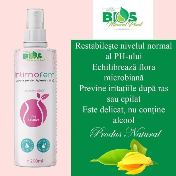 Uleiuri si solutii uz extern, aromoterapie - INTIMOFEM Lotiune pentru Igiena intima, 200 ml, BIOS Mineral Plant