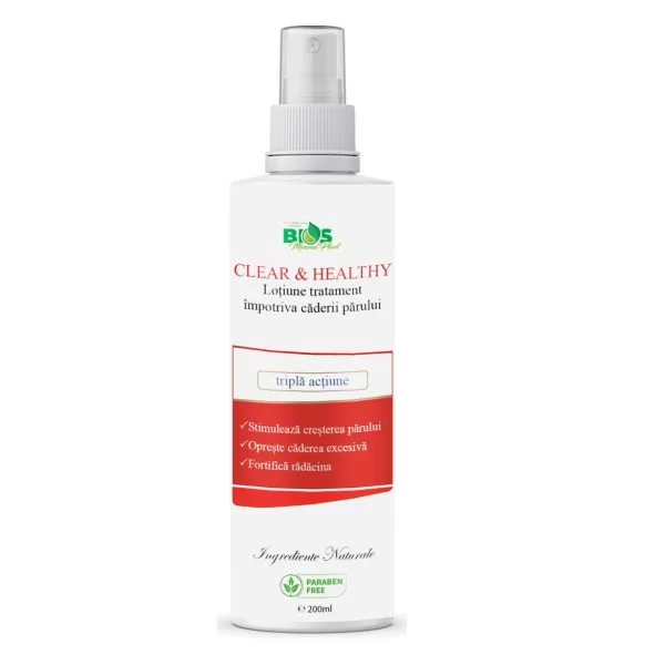 Tratamente păr - Loțiune tratament împotriva căderii părului, cu niacinamide, Clear and Healthy, 200ml, BIOS Mineral Plant