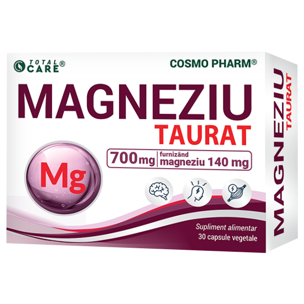 Sistem nervos și memorie - Magneziu Taurat 700mg, 30 capsule, Cosmopharm