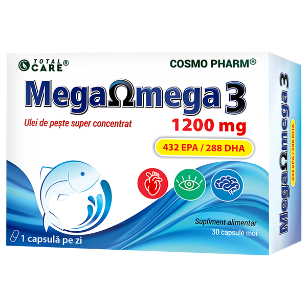 Sănătate oculară - Mega Omega 3 ulei de peste superconcentrat, 30 capsule, Cosmopharm