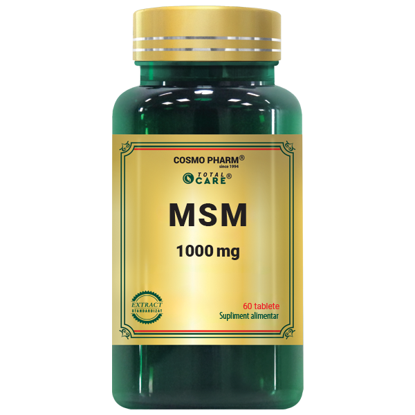 Articulații sănătoase, mobilitate și flexibilitate - MSM 1000mg, 60 tablete, Cosmopharm