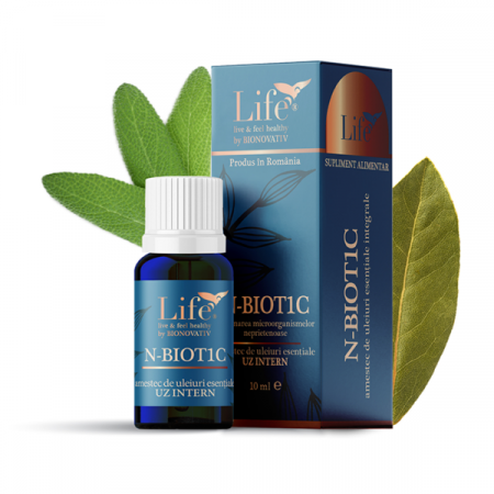 Sistem respirator - N-BIOT1C, combinatie de uleiuri esentiale integrale 10ml uz intern, Bionovativ