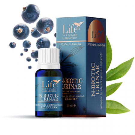 Sănătate uro-renală - N-BIOT1C Urinar, combinatie de uleiuri esentiale integrale 10ml uz intern, Bionovativ