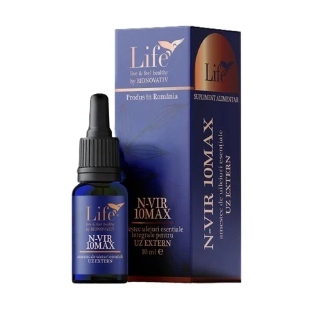 Uleiuri si solutii uz extern, aromoterapie - N-VIR 10 MAX, combinatie de uleiuri esentiale 10ml uz extern, Bionovativ