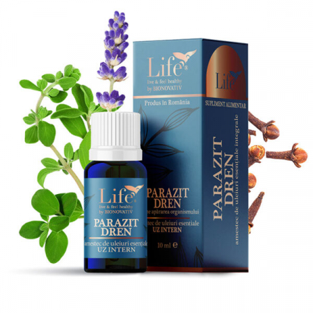 Deparazitare intestinală - Parazit Dren, combinatie de uleiuri esentiale integrale 10ml uz intern, Bionovativ