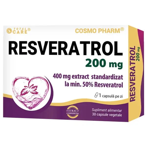 Sănătate cardio-vasculară - Resveratrol 200mg, 30 capsule, Cosmopharm