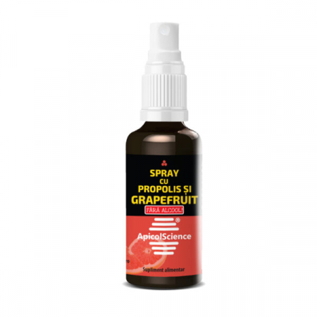 Apicole - Spray cu propolis și grapefruit fara alcool 50ml, ApicolScience