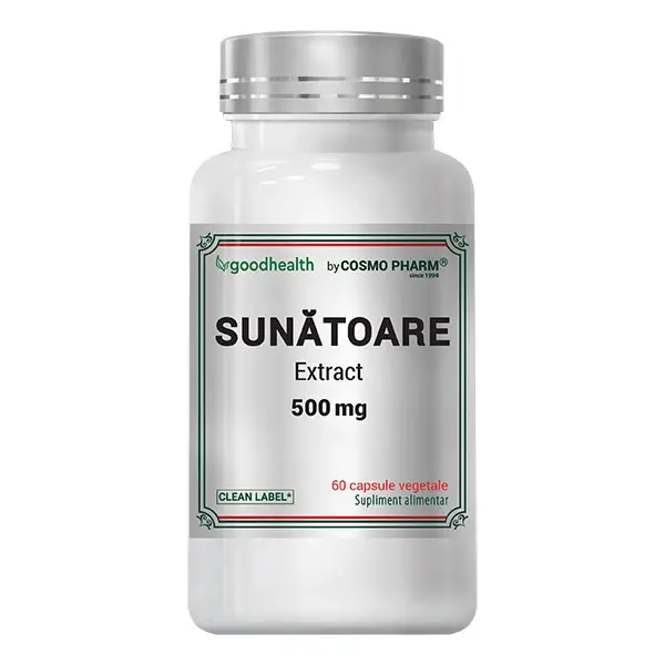 Sănătatea stomacului - Sunătoare extract 500mg, 60 capsule, Cosmopharm