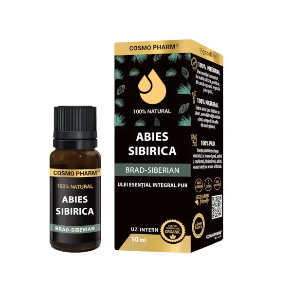 Simple - Ulei esential integral pur de Brad siberian (Abies sibirica) 10ml, uz intern, 100% natural, Cosmopharm