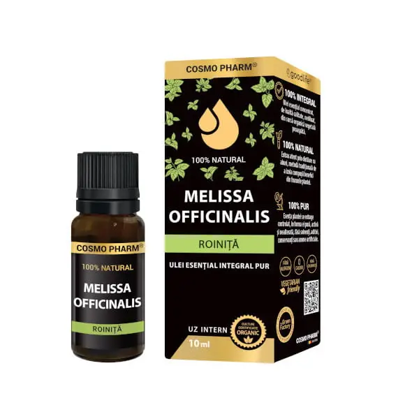 Simple - Ulei esential integral pur de Roiniță (Melissa officinalis) 10ml, uz intern, 100% natural, Cosmopharm